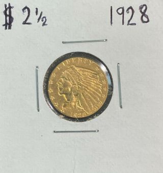 1928 Indian Head $2.  50 Dollar Gold Coin