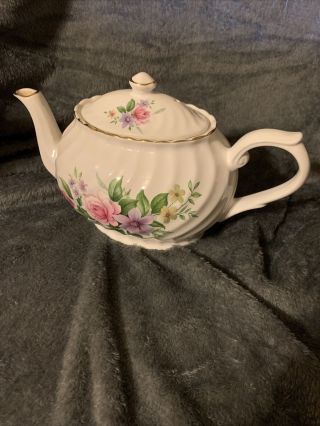 Arthur Wood & Son STAFFORDSHIRE Floral Porcelain Teapot Made in England 6307 2