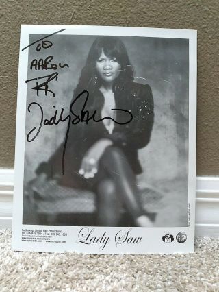 Lady Saw Signed - Autograph Press Photo Reggae Vp Records Recording Artist.