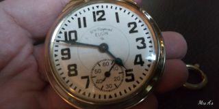 1952 Elgin B.  W.  Raymond Railroad Grade 571 Pocket Watch 21j,  16s.  Perfect.