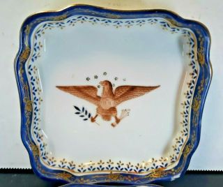 Vintage American Eagle Square Porcelain Trinket Nut Dishes Scalloped Corner 7442