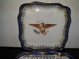Vintage American Eagle Square Porcelain Trinket Nut Dishes Scalloped Corner 7442 3