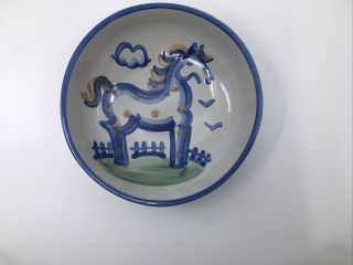 M.  A.  Hadley Pottery 8” Serving Bowl With Blue Horse