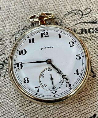 1917 Illinois Mdl 3,  A.  Lincoln 12s 21j Pocket Watch In 25 Yr Gold Filled Case