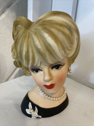 Vintage Napco Napcoware Japan Lady Head Vase Blonde C7472