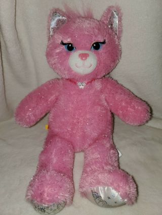 Build A Bear Workshop Babw Pink Sassy Cat Stuffed Plush 18 " Babw