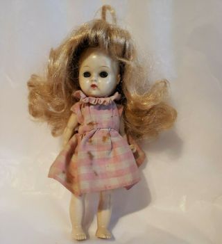 Vintage Cosmopolitan Ginger Hard Plastic Doll Sleep Eyes Bracelet Pink Dress 7.  5