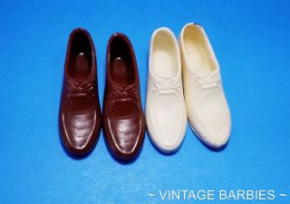 (2) Pair Ken Doll Rubber Shoes Played With Japan Vintage 1960 