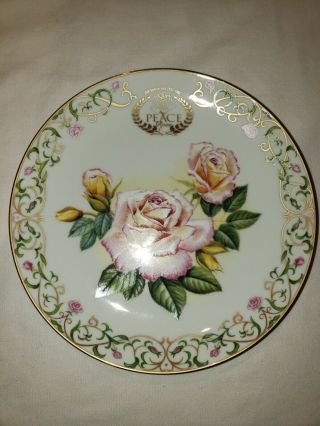 Vintage 50th Anniversary Of “the Peace Rose” Plate By Lenox For Jackson & Perkin