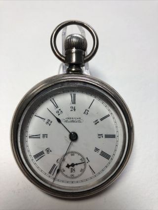 1883 American Waltham Pocket Watch Model Grade No.  25,  18s,  15j,  Coin Silver