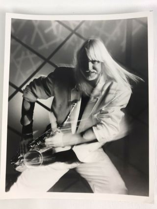 Edgar Winter With Saxophone 8 X 10 Photo Black And White Glossy Promotional
