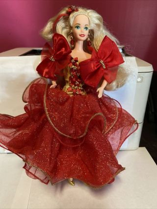 1993 Happy Holidays Barbie Doll With Dress - And Accessories