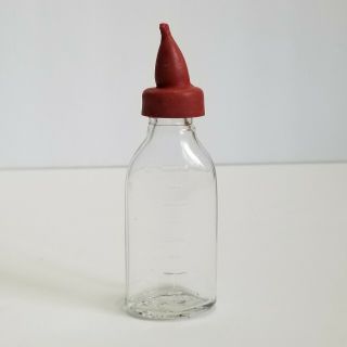 VINTAGE GLASS Baby DOLL BOTTLE w/ Rubber Nipples 3