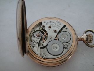 All Waltham Yellow Gold Filled Hunter Case 16s Pocket Watch 1913