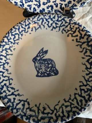 4 Blue Sponge Tienshan Folk Craft ANIMALS Dinner Plate Duck Chicken Cow Rabbit 2