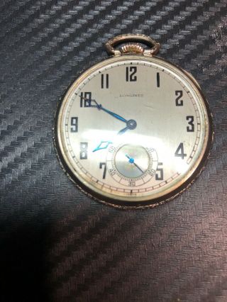 1929 Longines 14k Gold Filled Pocket Watch Swiss Made 17 Jewel Movement
