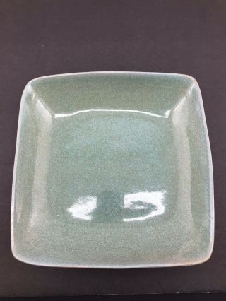 Vtg Mid Century Glidden Pottery 23 Speckled Green Rectangle Serving Bowl 10”