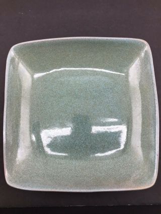 VTG Mid Century GLIDDEN Pottery 23 Speckled Green Rectangle Serving Bowl 10” 2