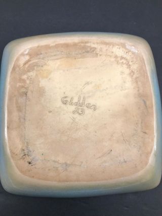 VTG Mid Century GLIDDEN Pottery 23 Speckled Green Rectangle Serving Bowl 10” 3