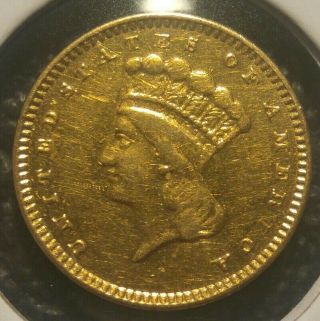 1856 Type 3 U.  S.  One Dollar $1 Indian Princess Head Gold Coin Piece From Jewelry