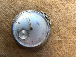 Vintage Bulova Pocket Watch,  17ah,  17 Jewels,  10k Rg Case,  Runs