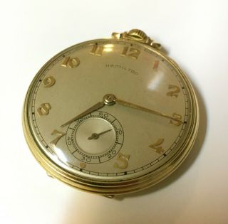 Vintage 1946 Hamilton 921 Pocket Watch 14k Gold Filled J.  Boss 21 Jewels Size 10S 3