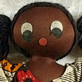 VTG Black African American Cloth Rag Doll Folk Art Girl 2
