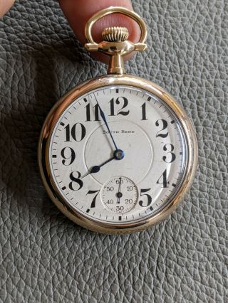 South Bend 21j 16s Model 2 Pocket Watch Panama Case 1926 Runs