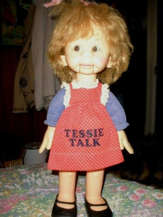 Vintage 1974 Horsman Ventriloquist Tessie Talk Doll 18 " Outfit With Bow