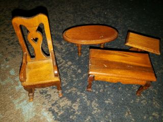 Wooden Rocking Chair And 3 Coffee Tables/ End Tables