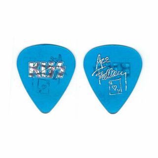 Kiss " Ace Frehley Signature / Reunion Logo " Transparent Blue Guitar Pick (2000)