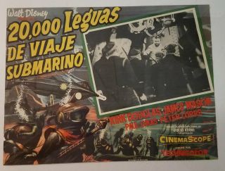 Vtg Spanish Walt Disney 20000 Leagues Under The Sea Poster 15.  5x12