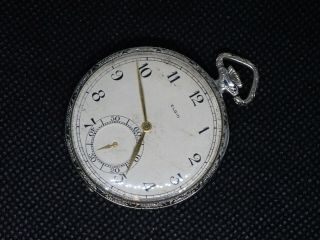 Antique 12 Size Elgin 17 Jewel 6 Adj Wind Pocket Watch Gm Wheeler Runs 25 Yr Gf