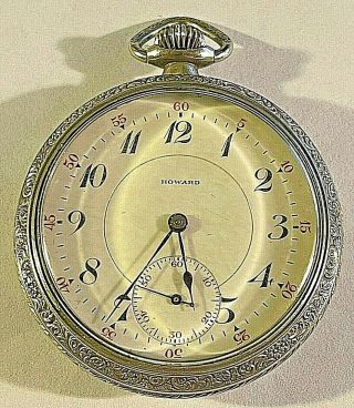 16s - 1914 Antique Howard Hand Winding Pocket Watch W.  Seconds Hand Register