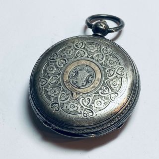Two Tone Silver Case 55mm Swiss Key Wind Verge Fusee Pocket Watch (at5)