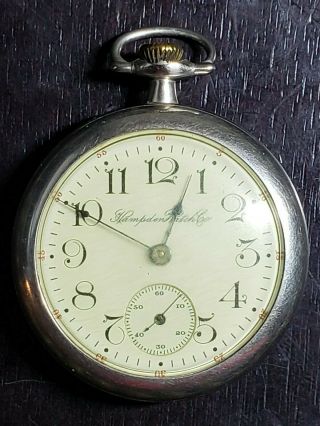 1912 Hampden 18 Size,  17 Jewel Open Face Pocket Watch
