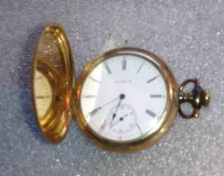1912 Elgin Gold Filled 12 Size 15j Hunter Case Fancy Engraved Pocket Watch