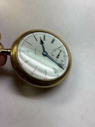 16 SIZE WALTHAM pocket watch GOLD FILLED CASE looks RUNNING 3