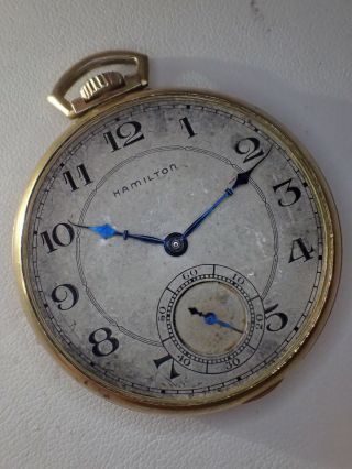 1940’s Hamilton 10k Gf Pocket Watch Ticks 4 Service 232