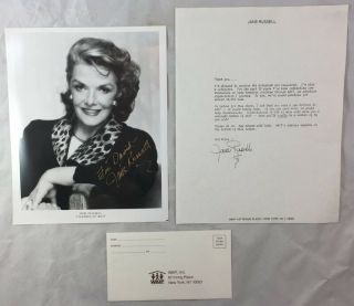 Vintage Hand Signed Photograph W Fan Letter Jane Russell Waif Actress
