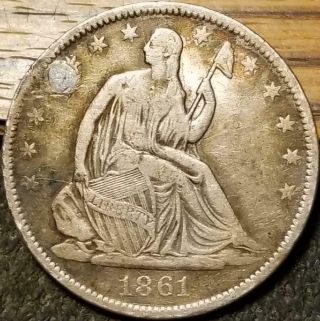 Csa Confederate States 1861 - O Seated Silver Half Dollar Civil War Coin Die Crack