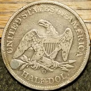 CSA Confederate States 1861 - O Seated Silver Half Dollar Civil War Coin Die Crack 2