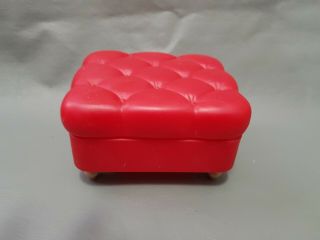Red Faux Leather Ottoman Barbie Doll Furniture 2003 My Scene Coffee Cafe Retro