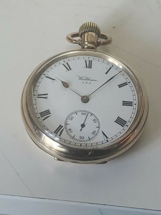 Waltham 15j Crown Wound Gold Filled Large Pocket Watch Over Rewind