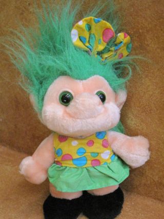Trolio Trolls Stuffed Plush Green Hair Eyes Troll Lucky