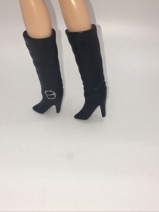 BARBIE DOLLS Black TALL HIGH HEEL FASHION BOOTS with BUCKLES 2