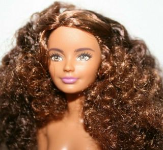 Barbie Doll Nude Petite African American Brown Hair & Eyes Poser Euc