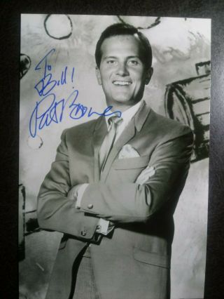 Pat Boone Authentic Hand Signed Autograph 4x6 Photo - Music Legend - To Bill