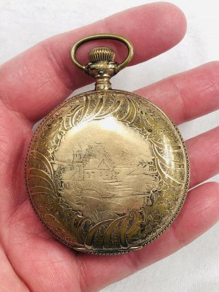 Antique 1903 Elgin Pocket Watch Gold Filled Hunter Case 7 Jewel Size 18s