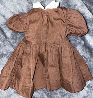 Vintage 1950’a Terri Lee Doll Dress Tagged Brown With White Collar 16” 2